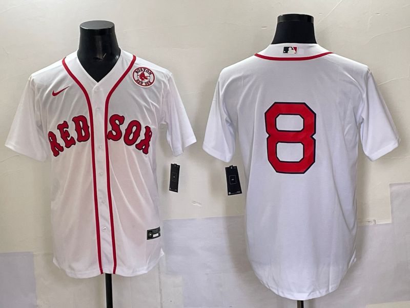 Men Boston Red Sox #8 No Name White Game 2025 Nike MLB Jersey style 006